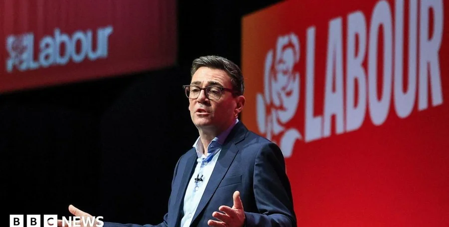 Andy Burnham delivering speech