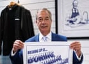 Nigel Farage speaking at podium